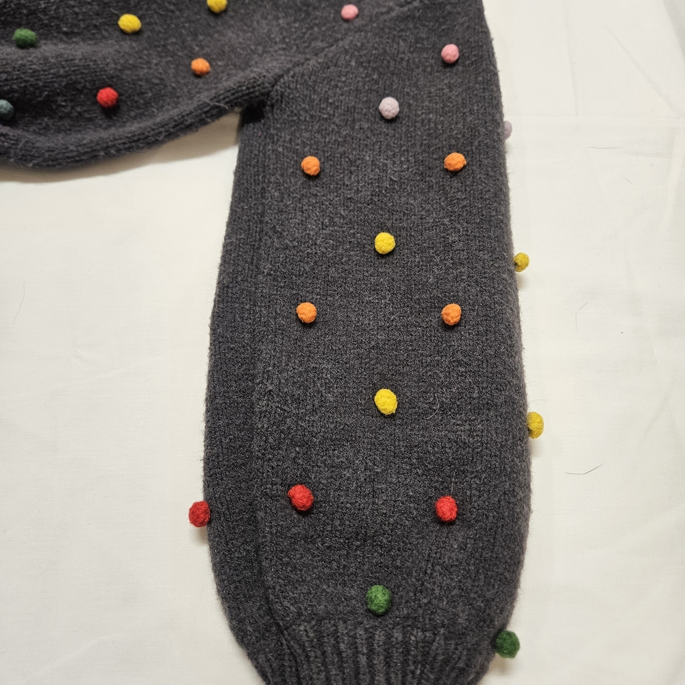 Women’s Dark Gray Pom-Pom Crewneck Sweater - Picture 4 of 7